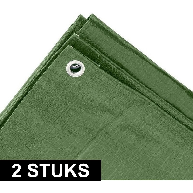 2x hoge kwaliteit afdekzeilen dekzeilen groen 3 x 5 meter